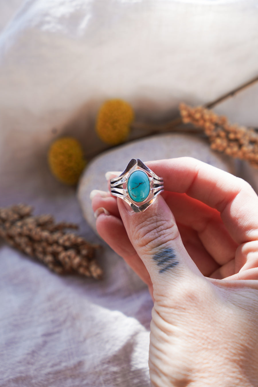 The Cascade Ring in Nacozari Turquoise (Size 6)