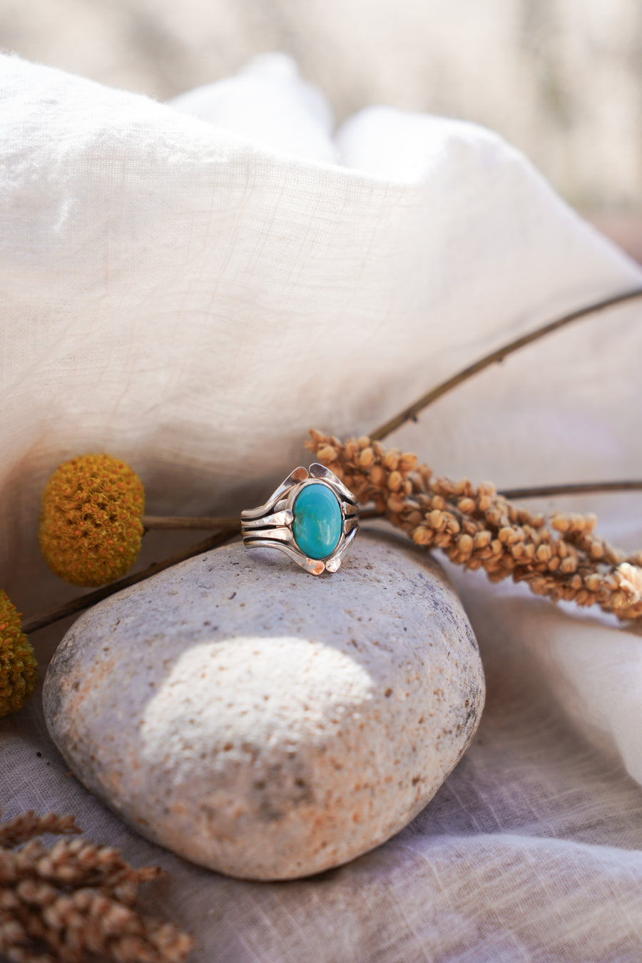 The Cascade Ring in Nacozari Turquoise (Size 7)