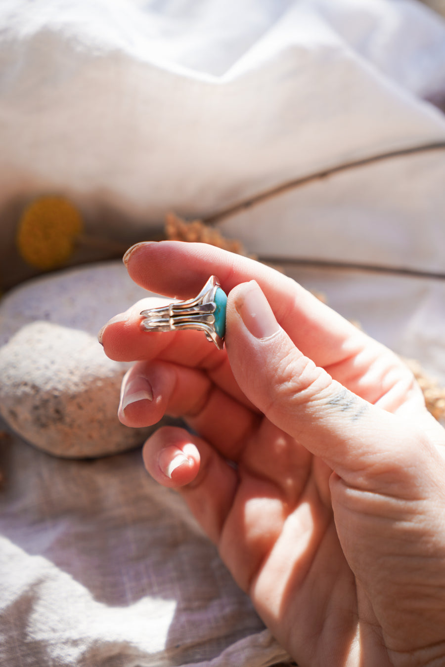 The Cascade Ring in Nacozari Turquoise (Size 7)
