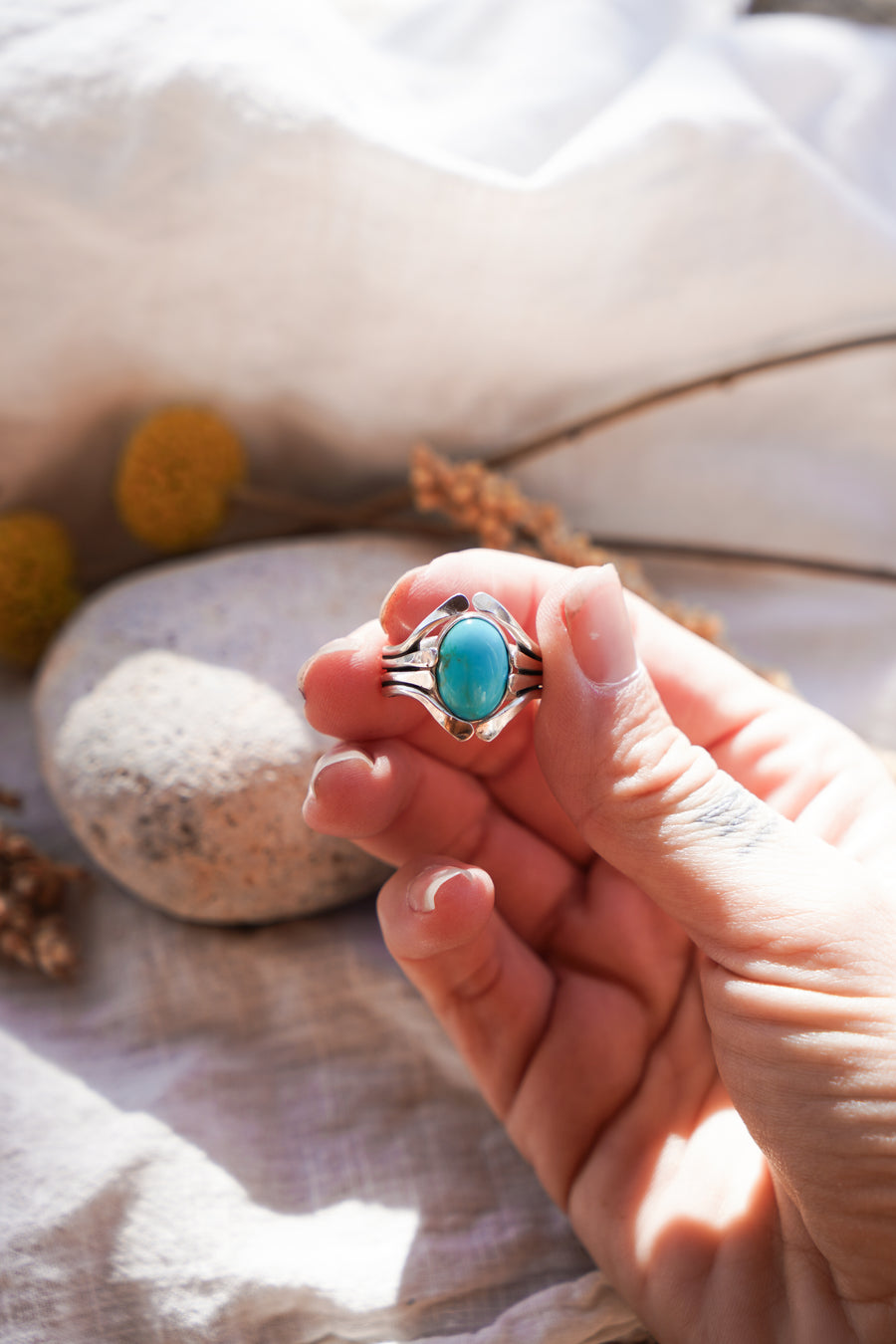 The Cascade Ring in Nacozari Turquoise (Size 7)