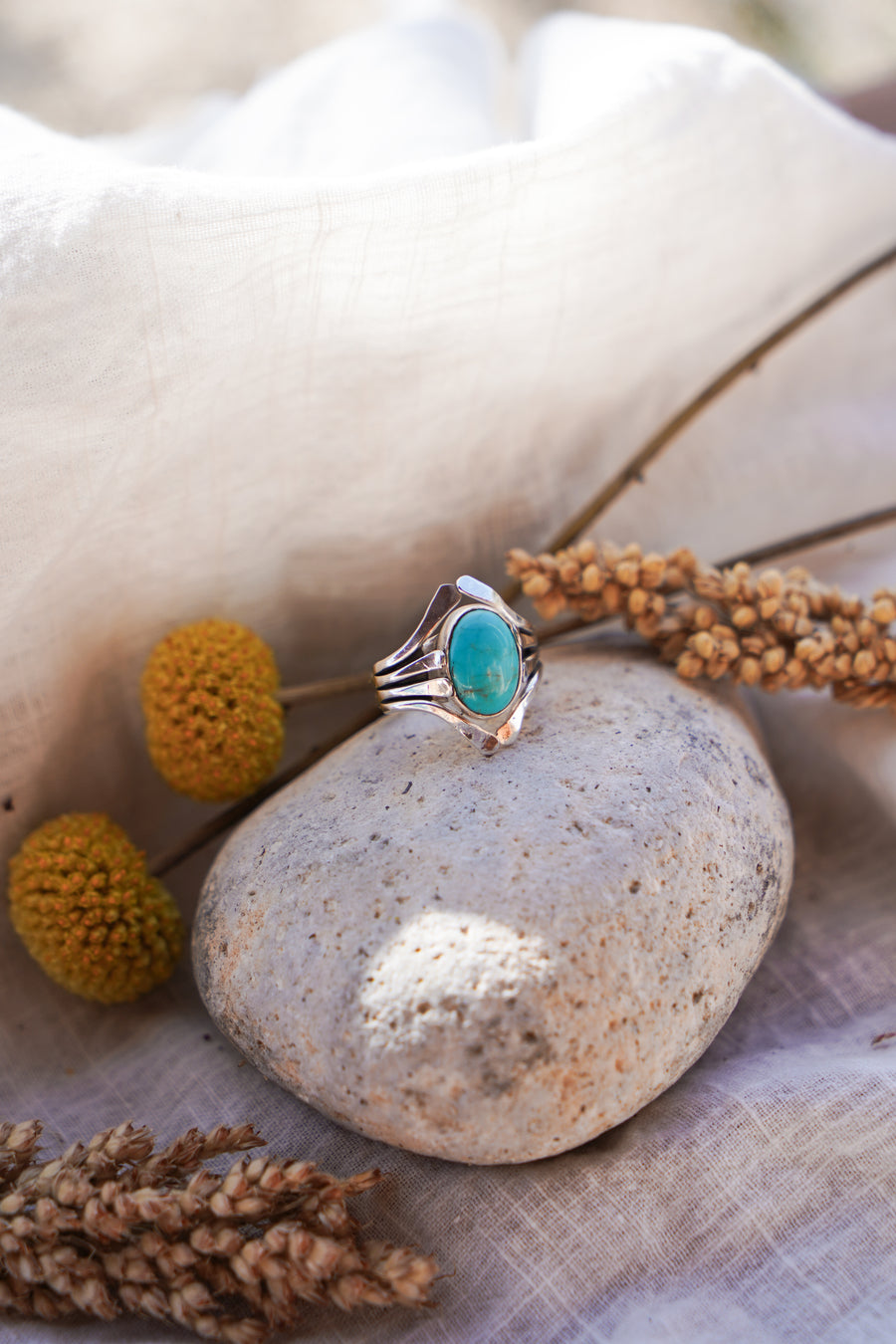 The Cascade Ring in Nacozari Turquoise (Size 7.25)