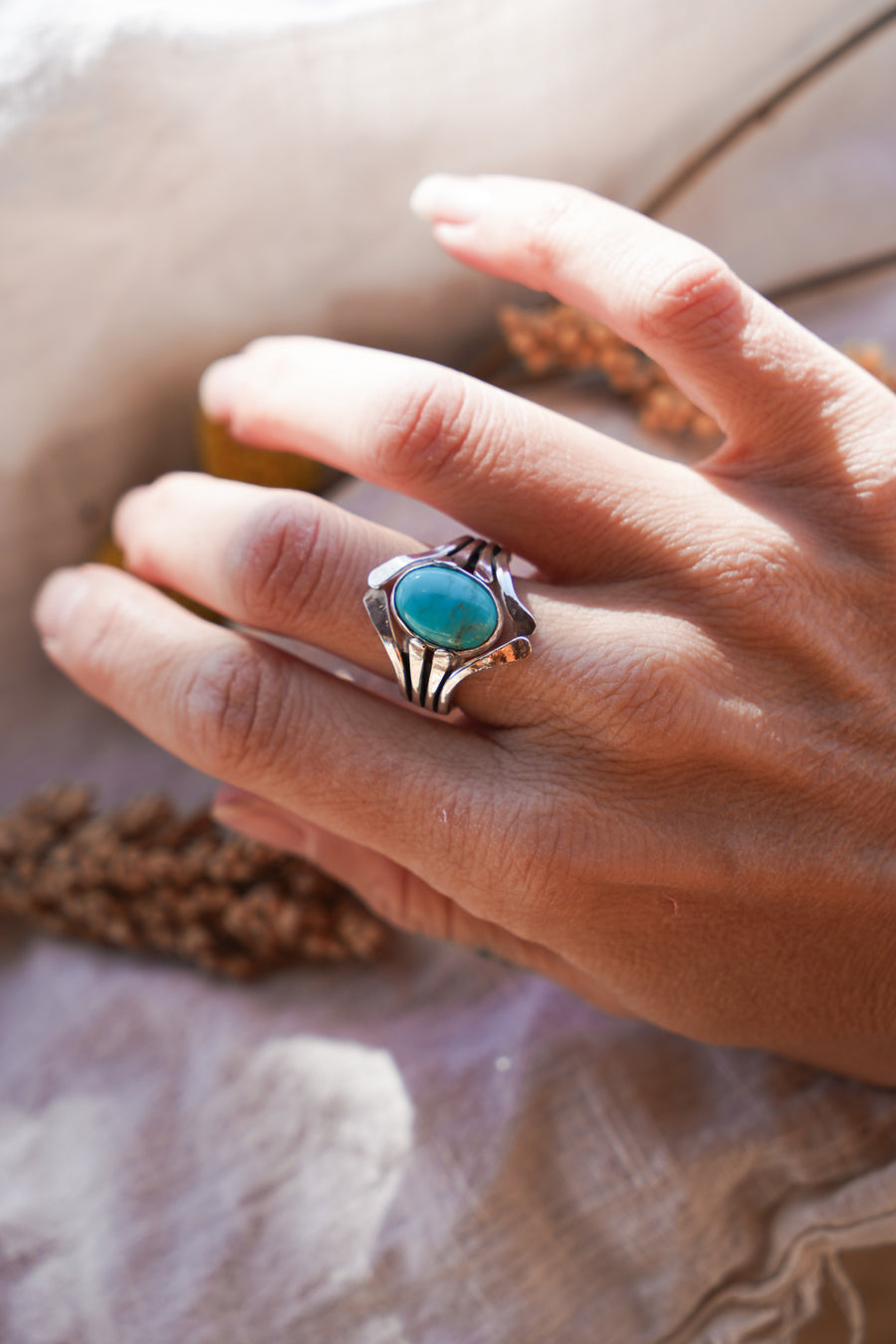 The Cascade Ring in Nacozari Turquoise (Size 7.25)