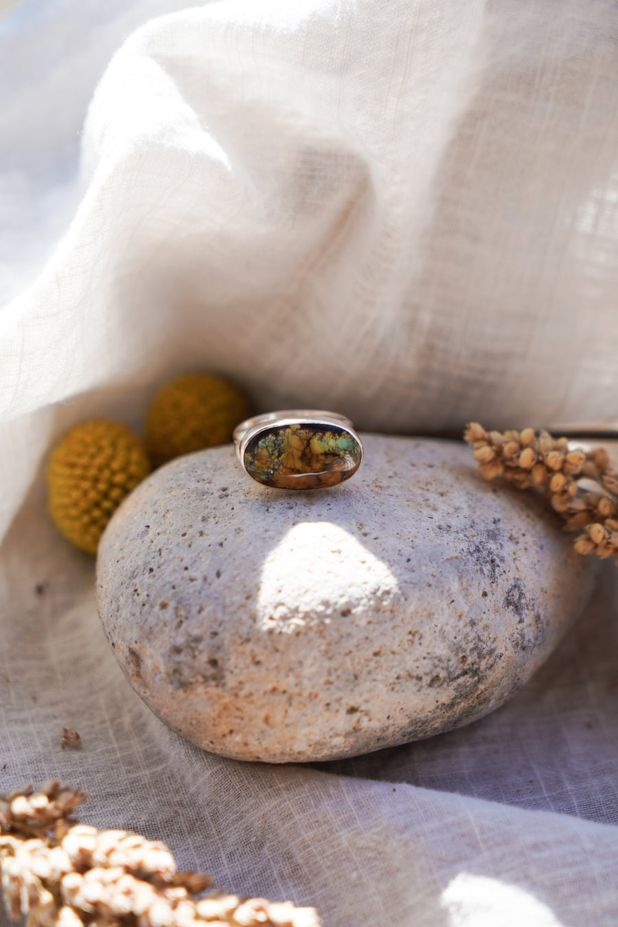 Horizontal Ring in Yungai Turquoise (Size 7.5)