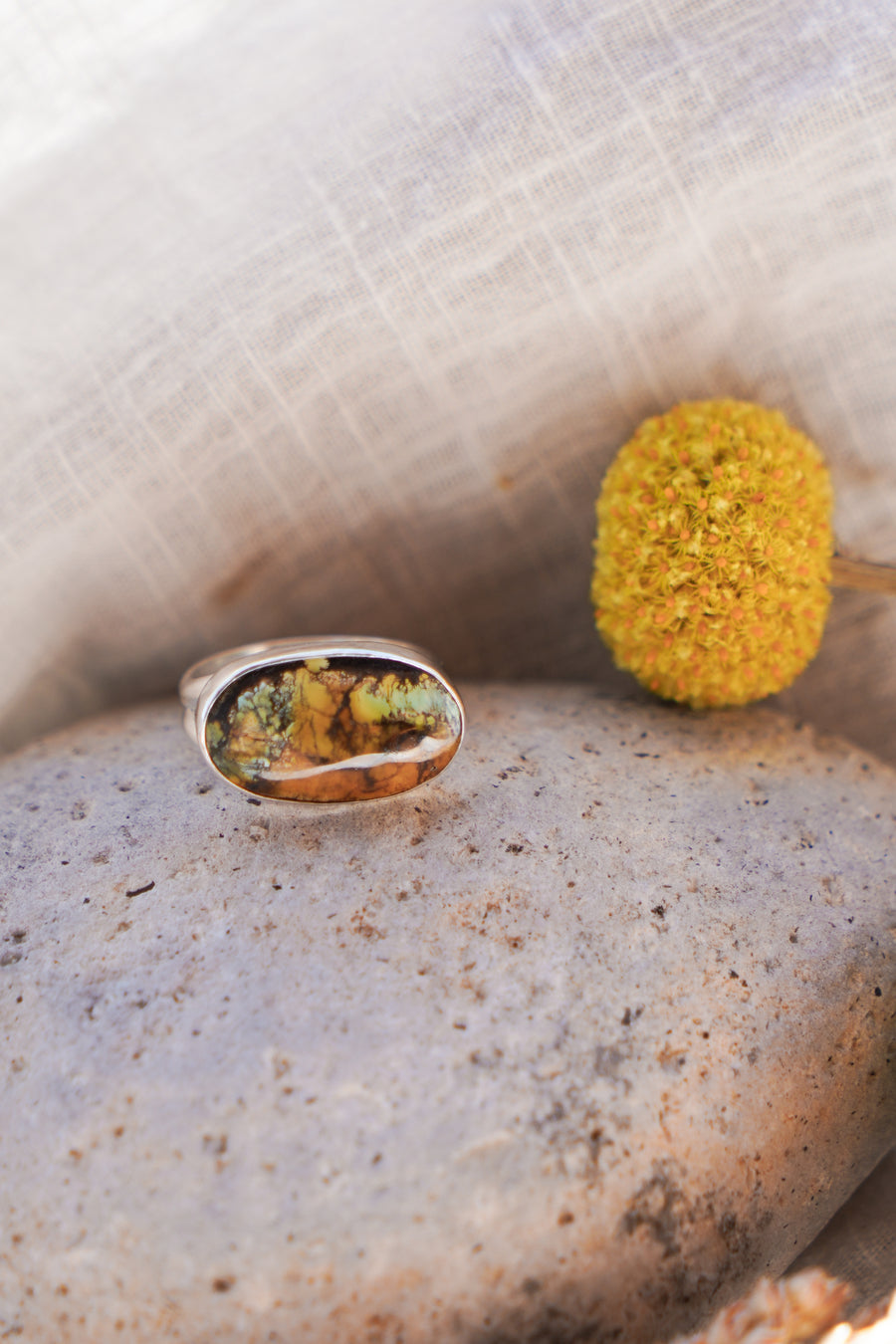 Horizontal Ring in Yungai Turquoise (Size 7.5)
