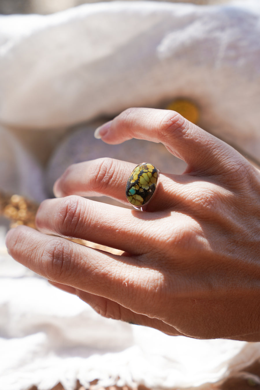 Horizontal Ring in Yungai Turquoise (Size 6)
