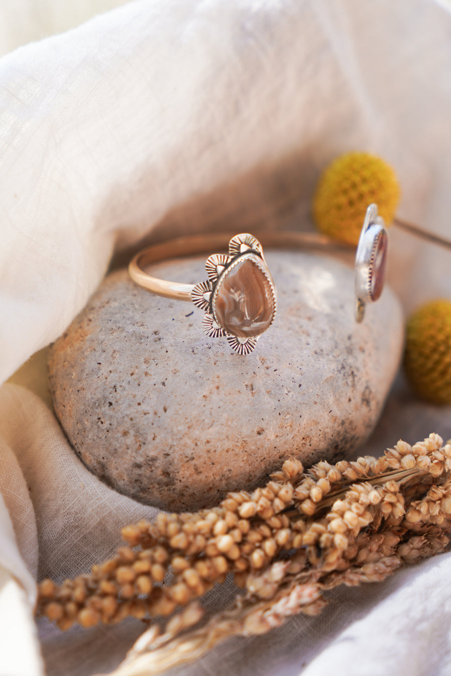 Canyon Wrap Cuff in Agate & Jasper with 14k Gold-Fill