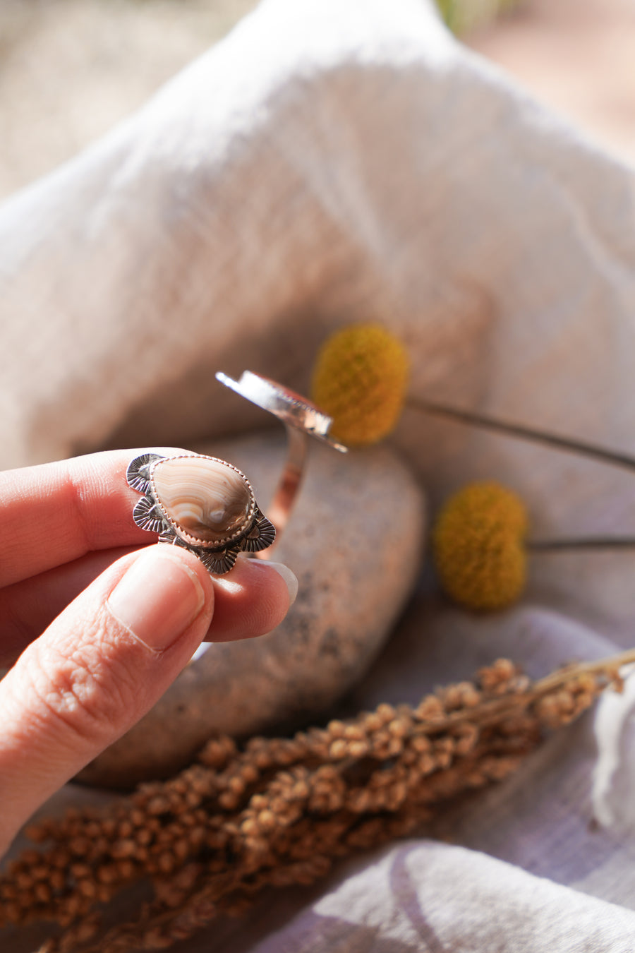 Canyon Wrap Cuff in Agate & Jasper with 14k Gold-Fill