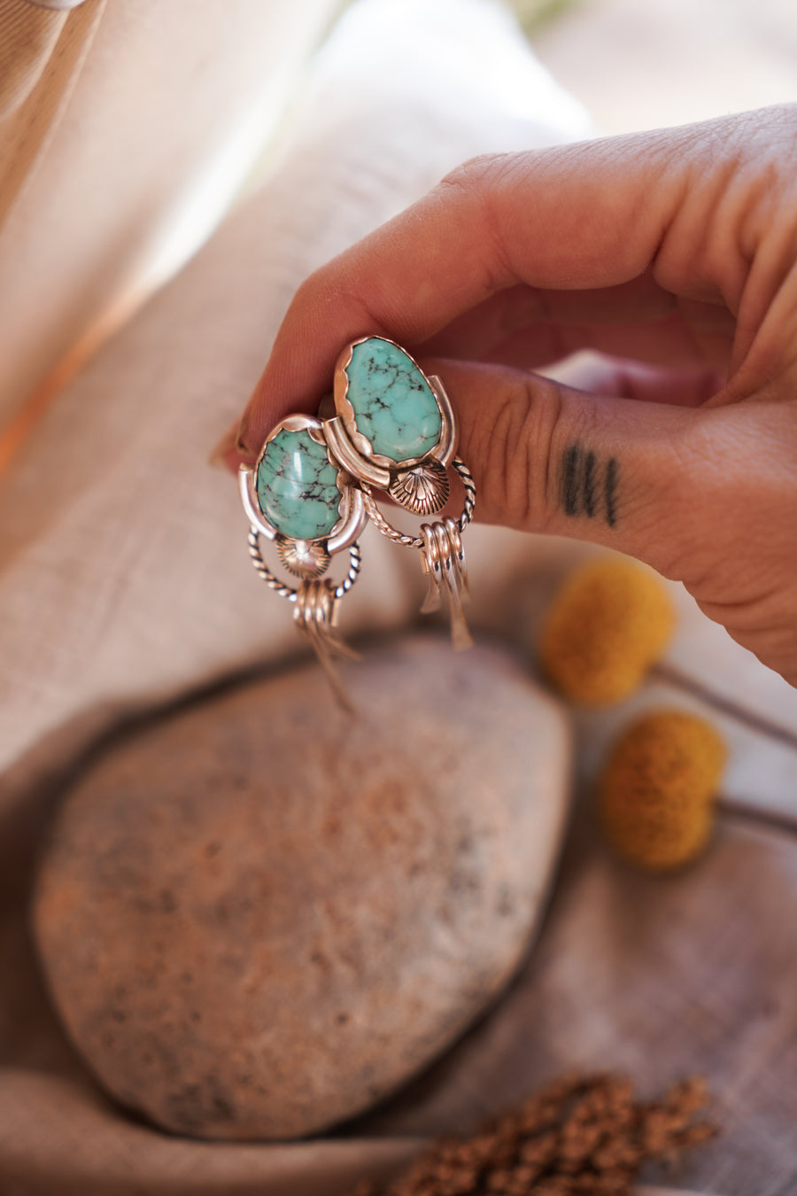 Egyptian Turquoise Statement Earrings
