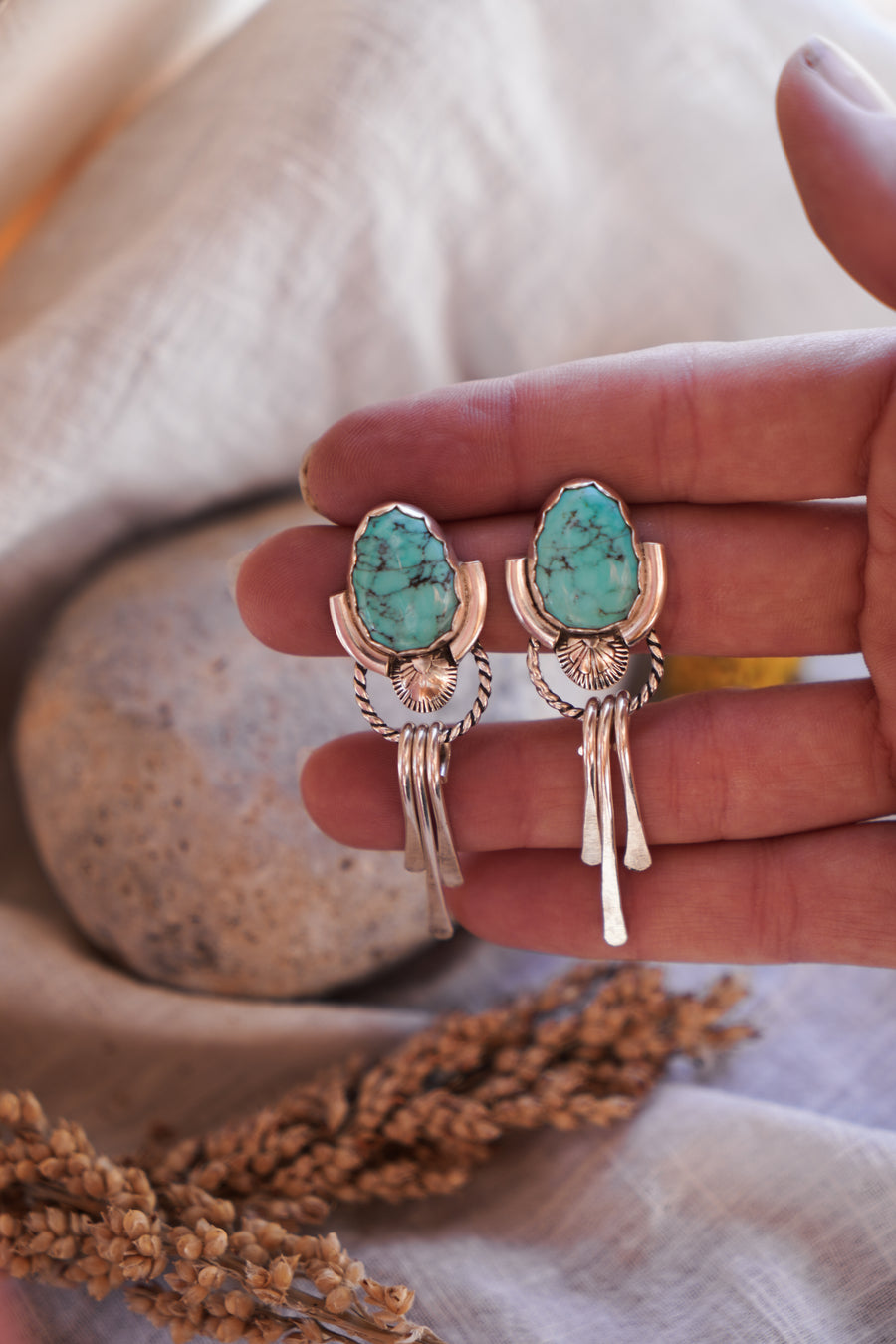 Egyptian Turquoise Statement Earrings