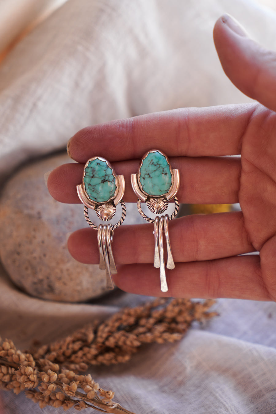 Egyptian Turquoise Statement Earrings