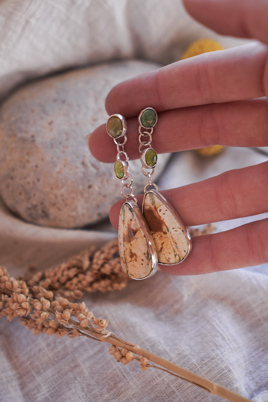 Royston Ribbon Dangle Stud Earrings with Sonoran Gold Turquoise