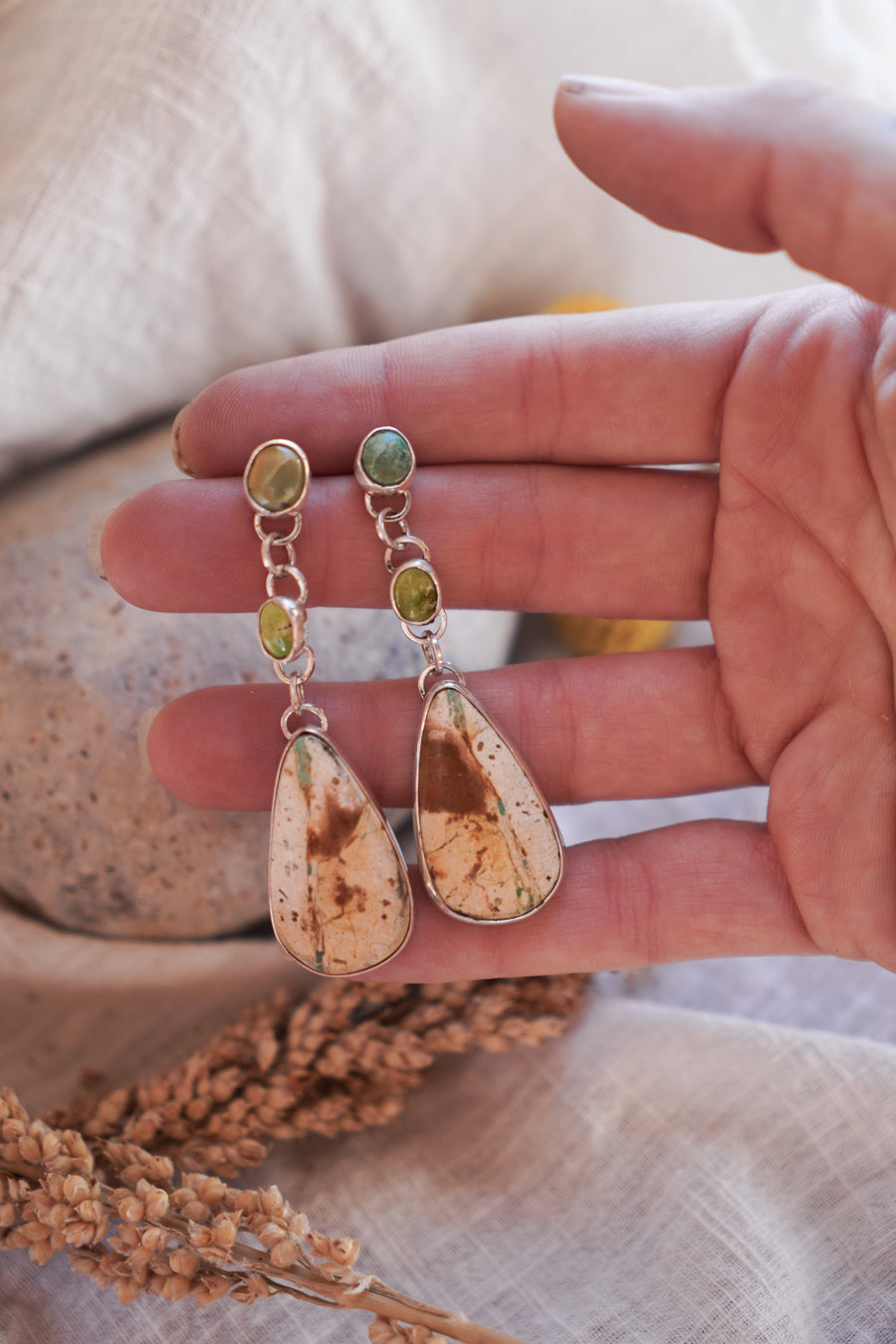 Royston Ribbon Dangle Stud Earrings with Sonoran Gold Turquoise