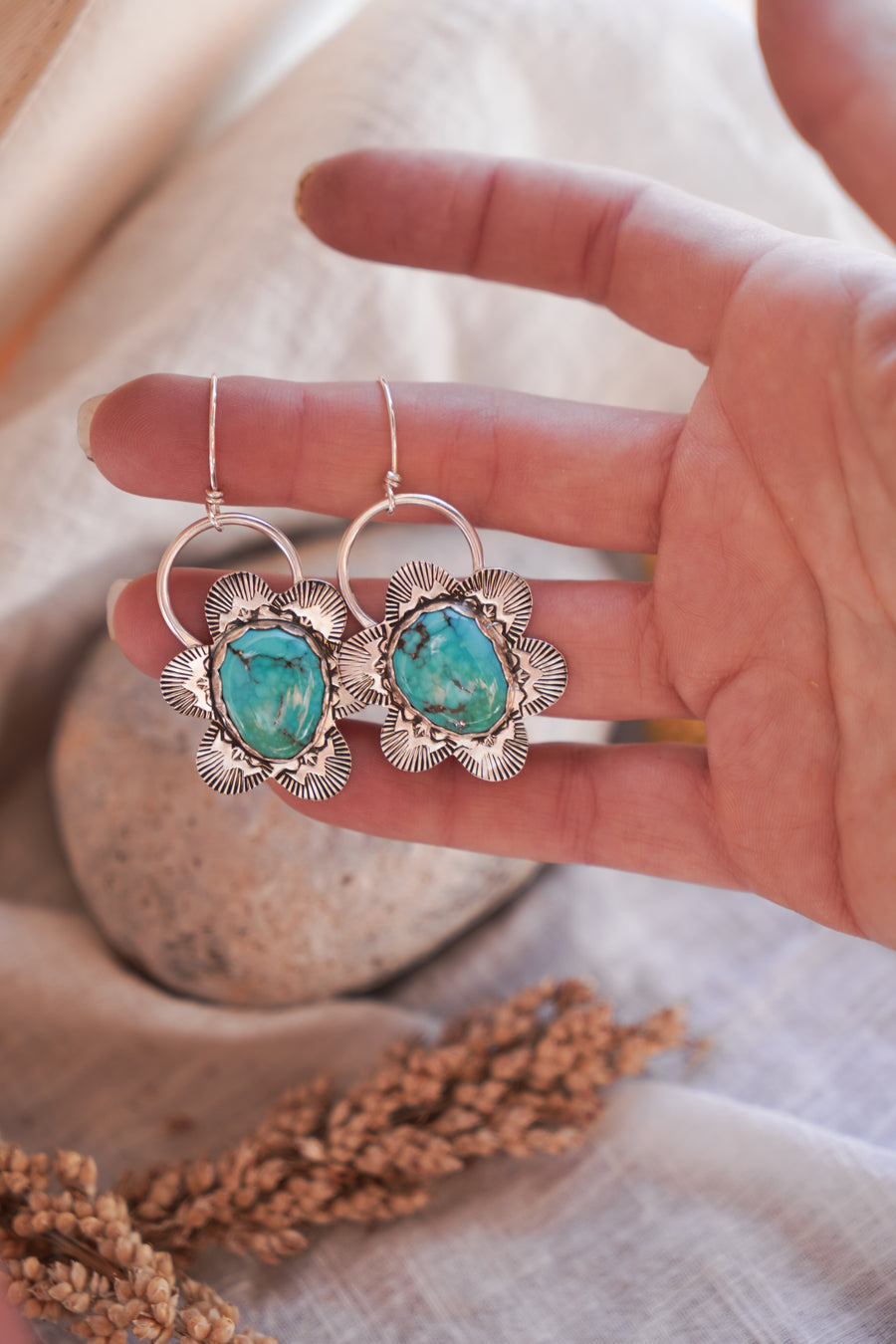 Egyptian Turquoise Statement Drop Earrings