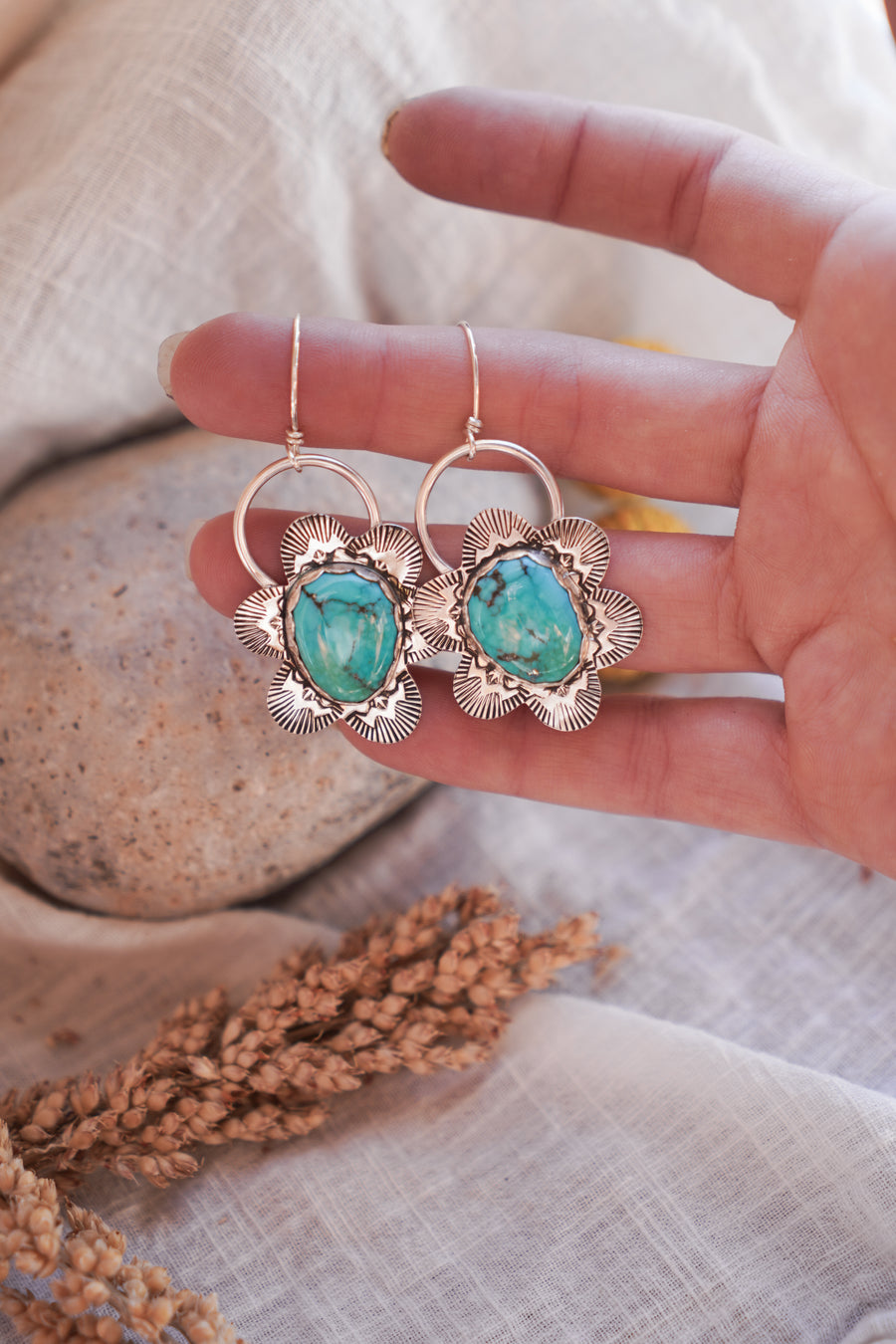 Egyptian Turquoise Statement Drop Earrings