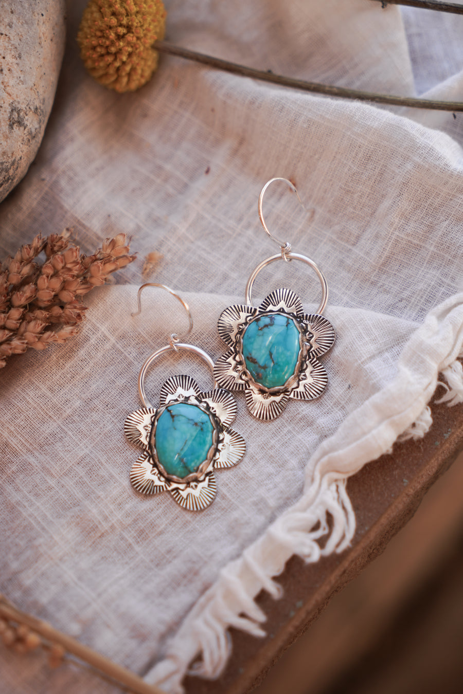 Egyptian Turquoise Statement Drop Earrings
