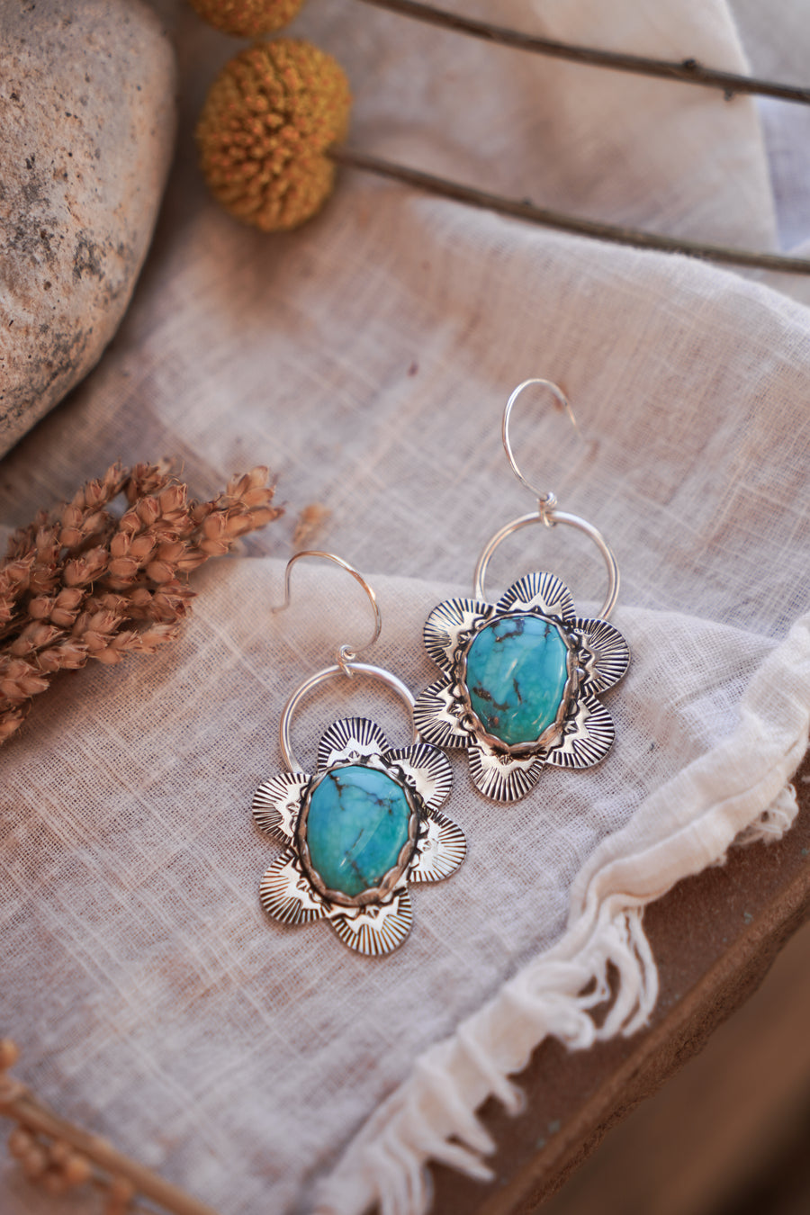 Egyptian Turquoise Statement Drop Earrings