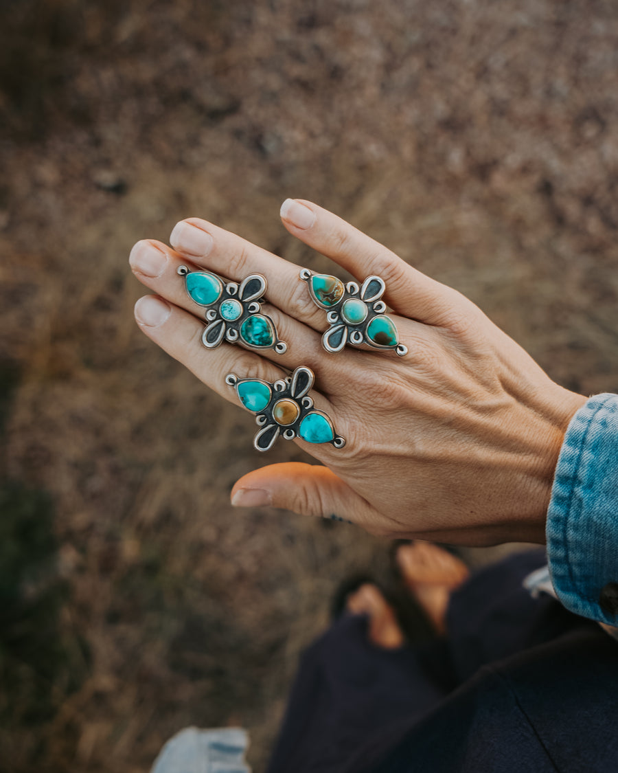 The Lumina Ring in Hubei & Golden Hills Turquoise (Size 9)