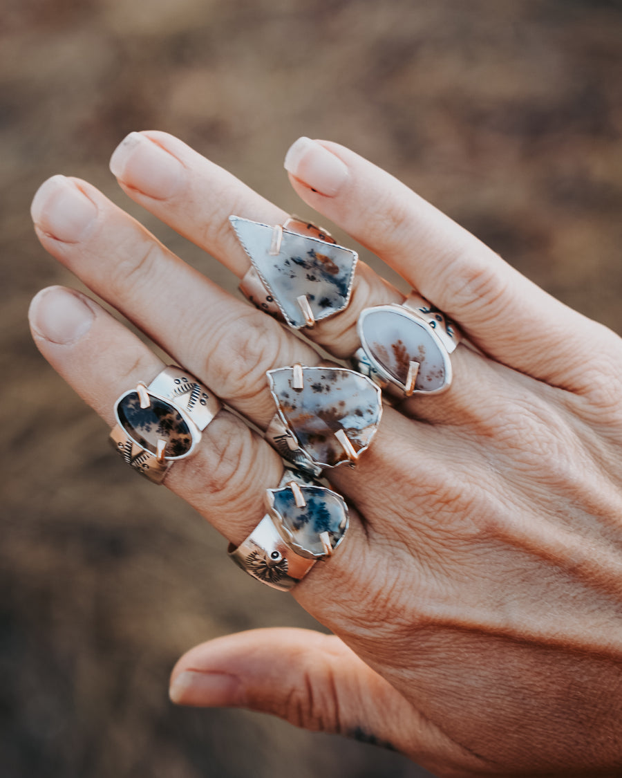Scenic Agate Ring with 14k Gold-Fill Prongs (Size 6.5)