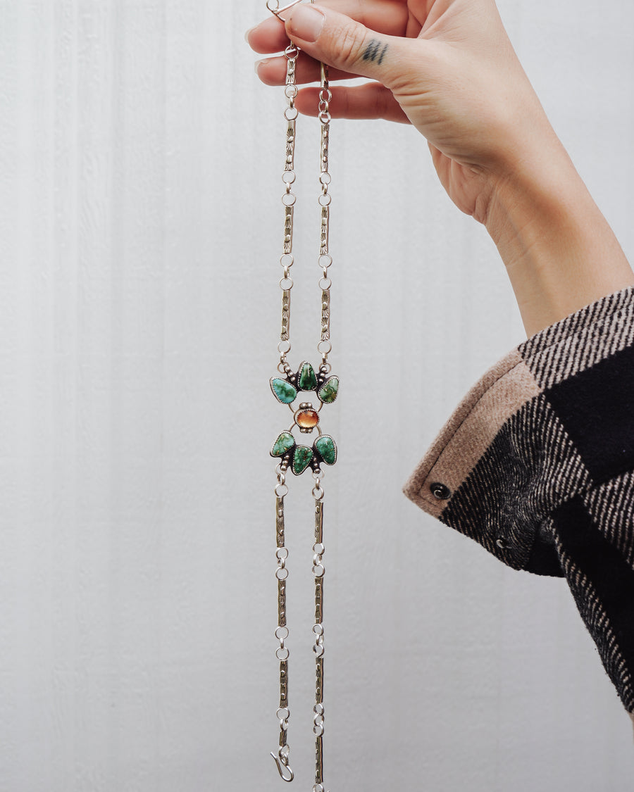 The Flower Choker in Sonoran Mountain Turquoise & Amber