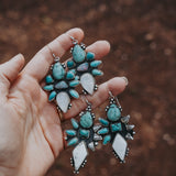 Statement Earrings in White Buffalo, Campitos, Hubei, and Variscite Turquoise