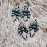 Statement Earrings in White Buffalo, Campitos, Hubei, and Variscite Turquoise