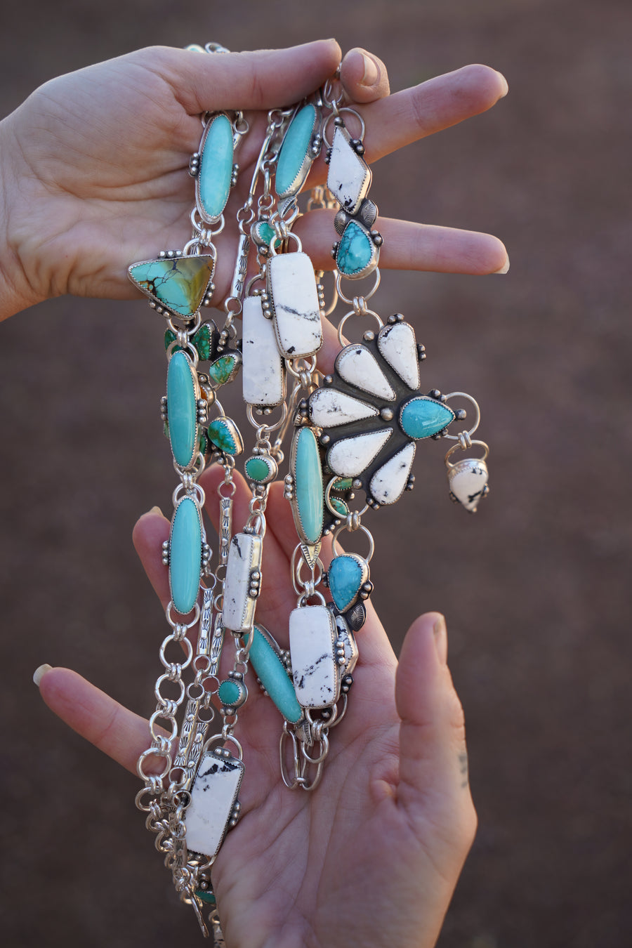 Statement Necklace in White Buffalo & Campitos Turquoise