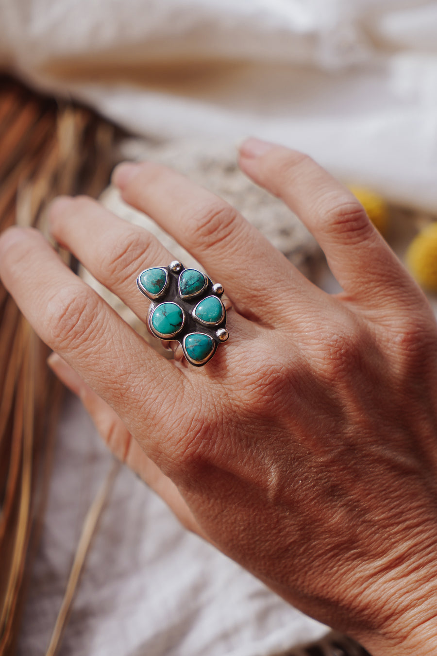 The Sun Flair Ring in Hubei Turquoise (Size 7)
