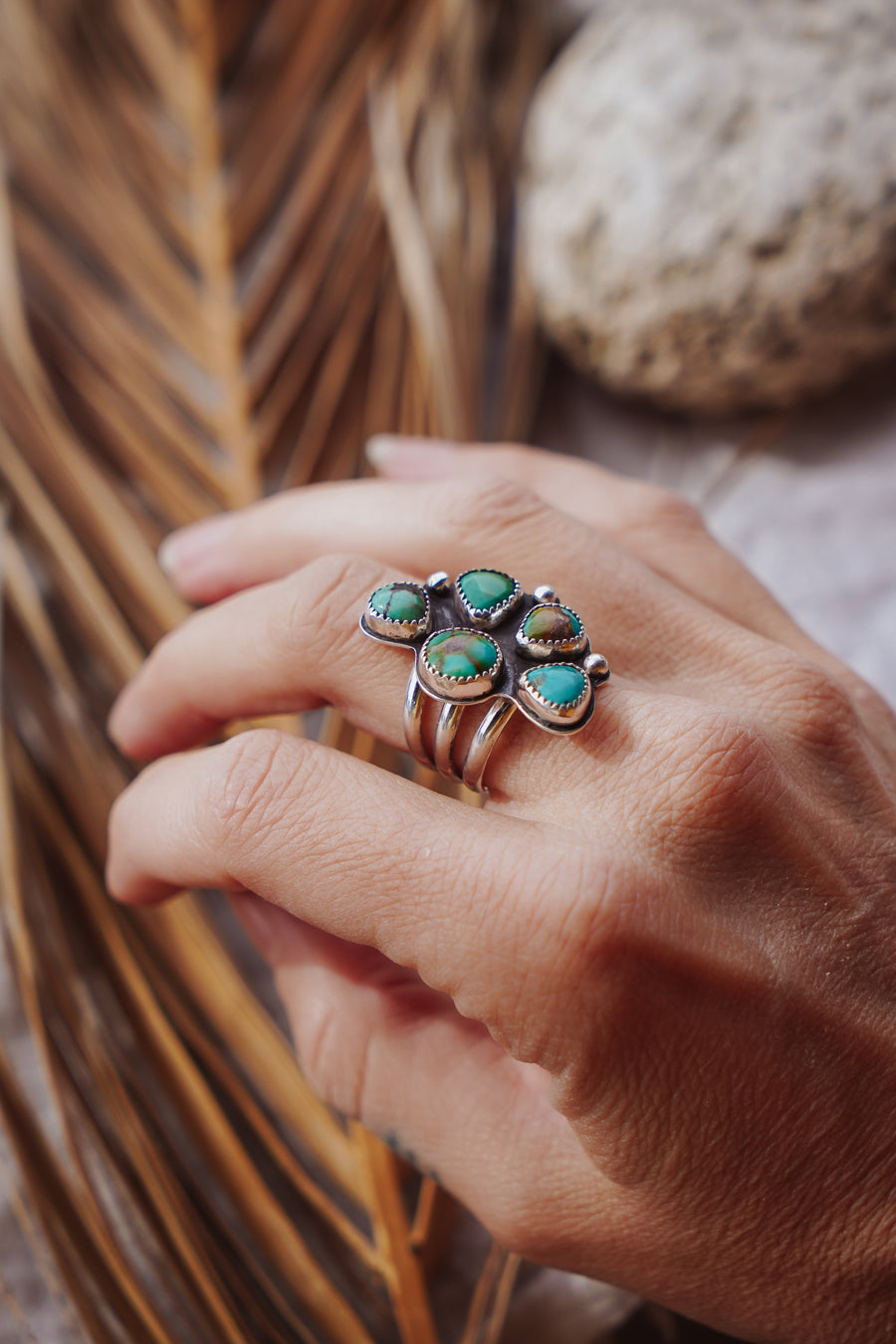 The Sun Flair Ring in Hubei Turquoise (Size 8)