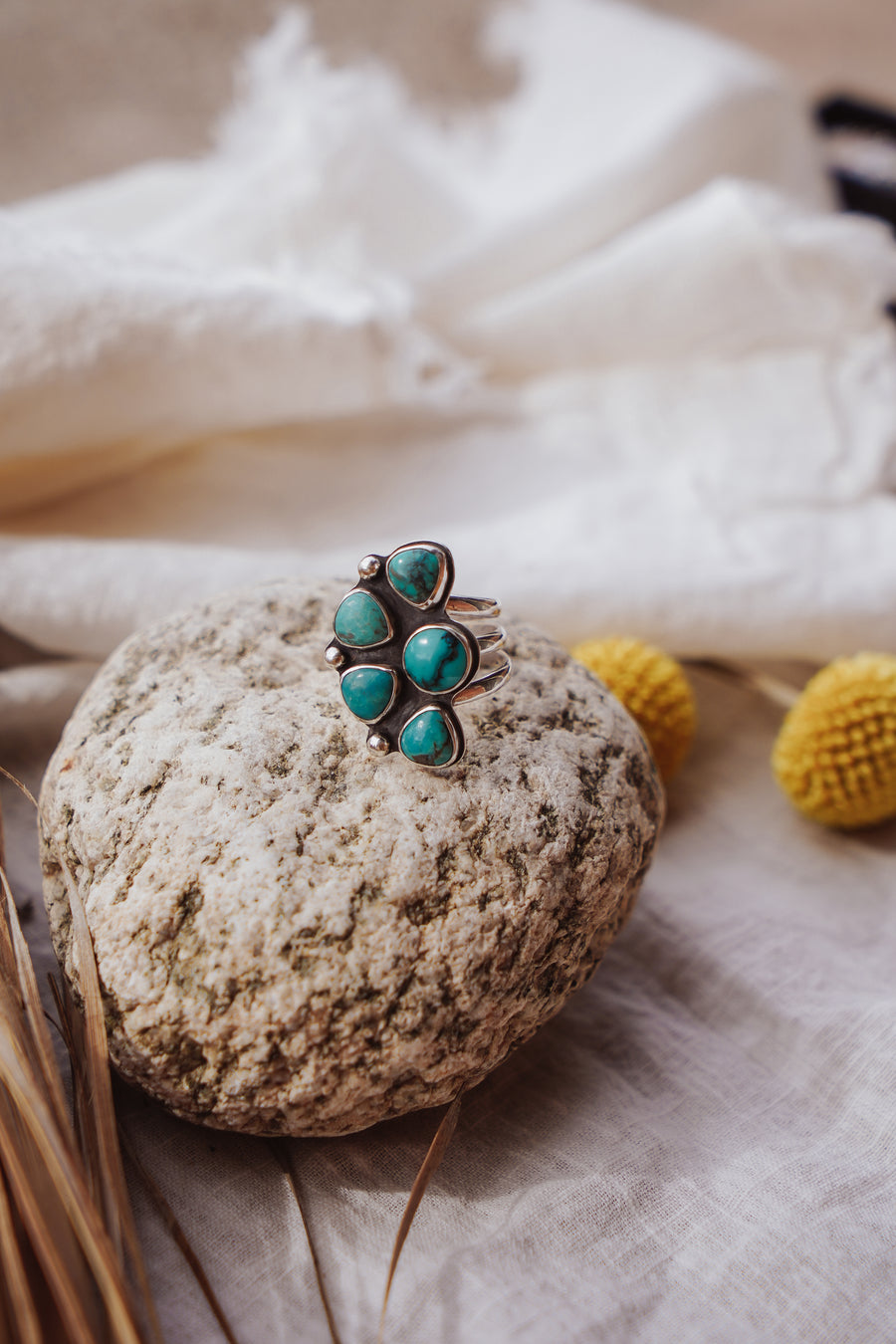 The Sun Flair Ring in Hubei Turquoise (Size 9)