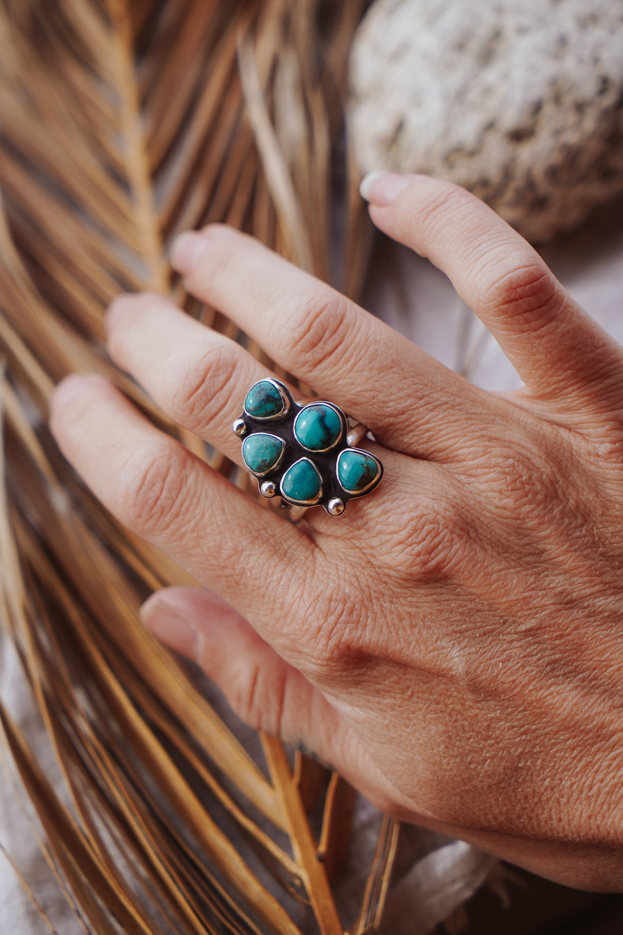 The Sun Flair Ring in Hubei Turquoise (Size 9)