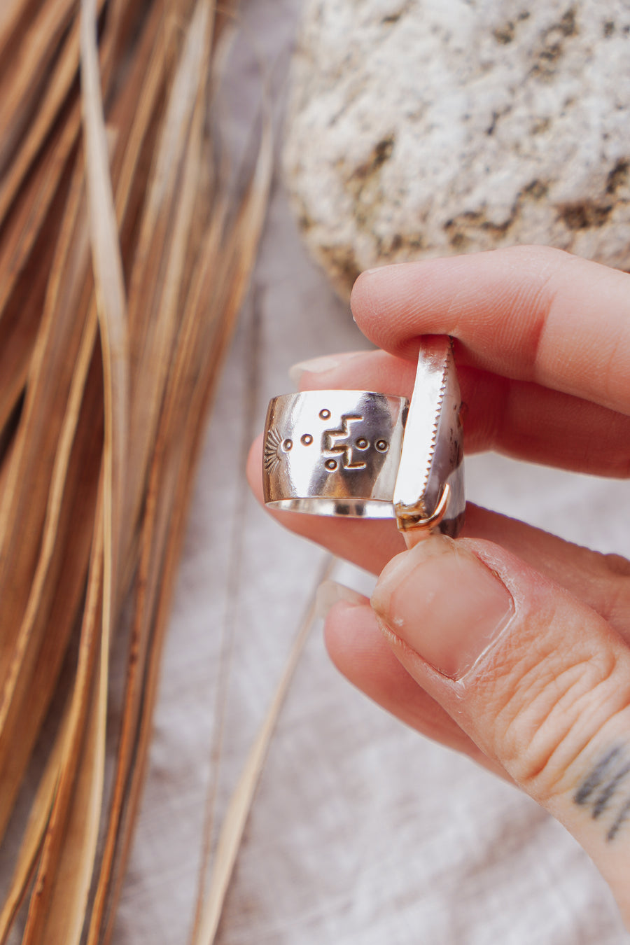 Scenic Agate Ring with 14k Gold-Fill Prongs (Size 6.5)
