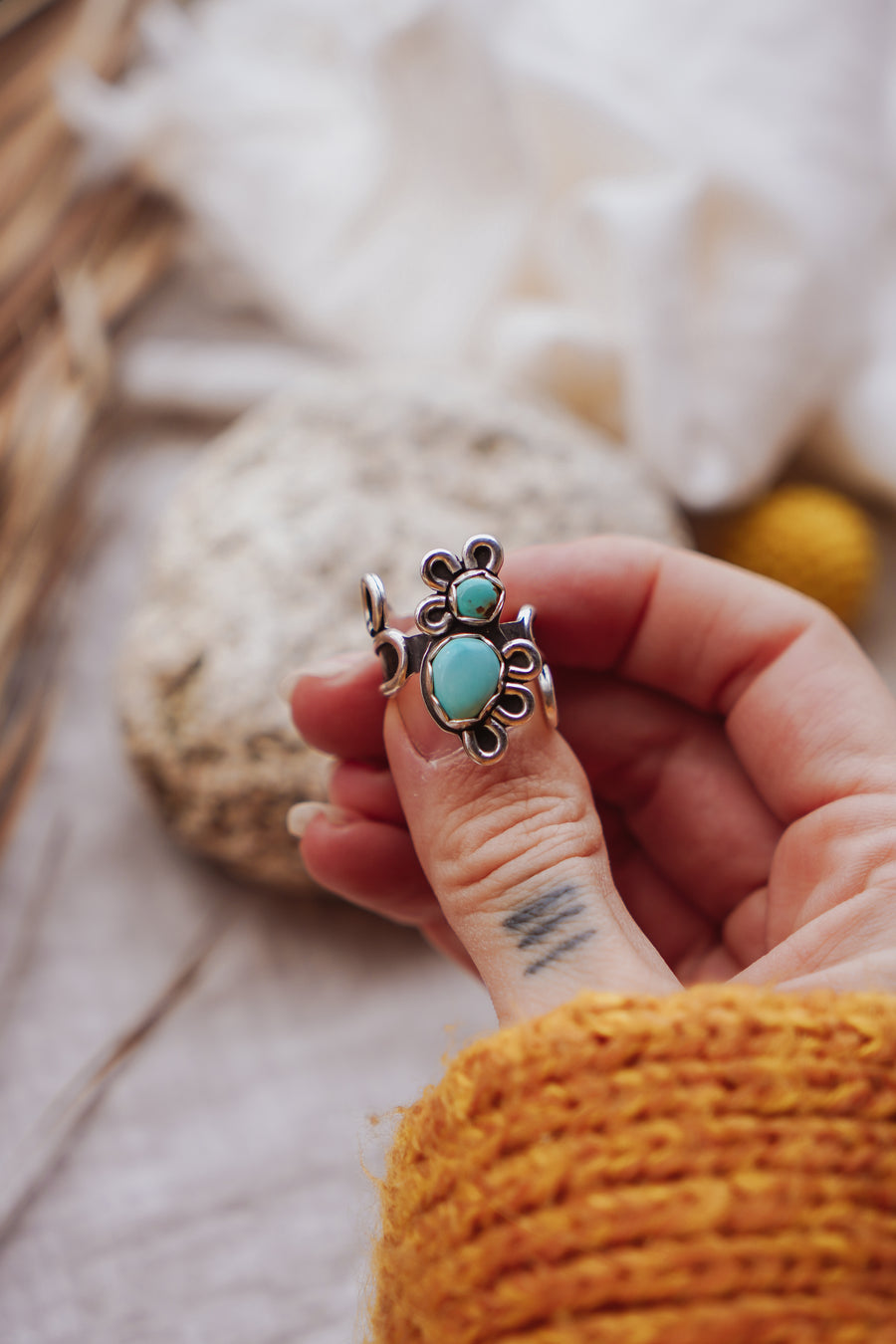 The Whimsy Ring in Sierra Nevada Turquoise (Size 7)