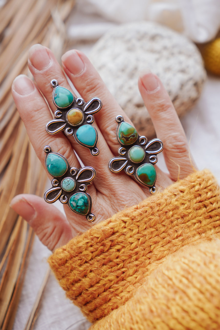 The Lumina Ring in Hubei & Golden Hills Turquoise (Size 9)