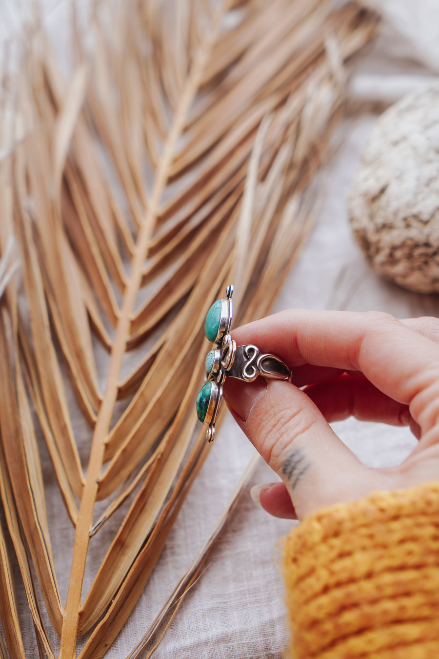 The Lumina Ring in Hubei & Golden Hills Turquoise (Size 9)