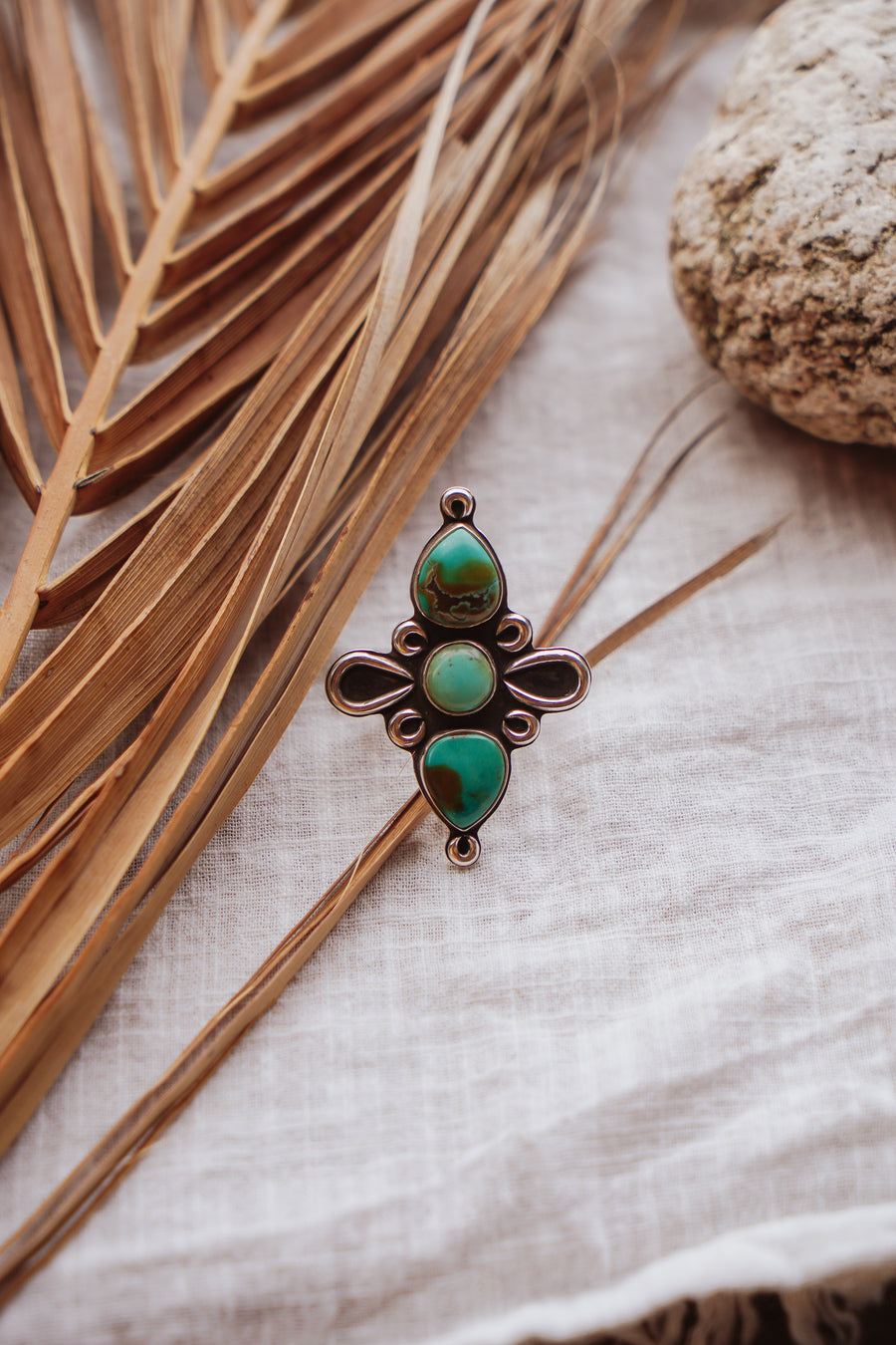 The Lumina Ring in Hubei & Golden Hills Turquoise (Size 6.5)