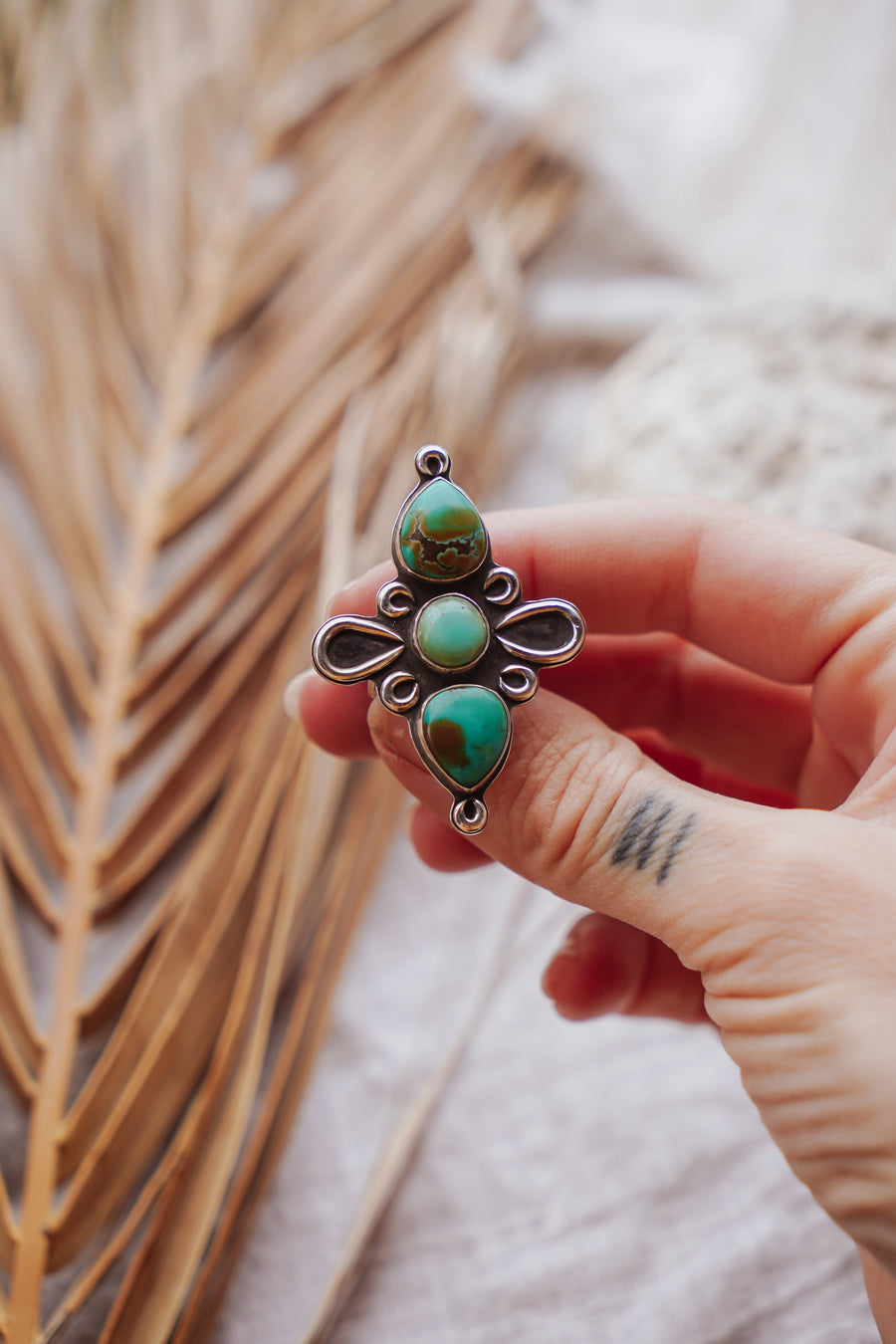 The Lumina Ring in Hubei & Golden Hills Turquoise (Size 6.5)