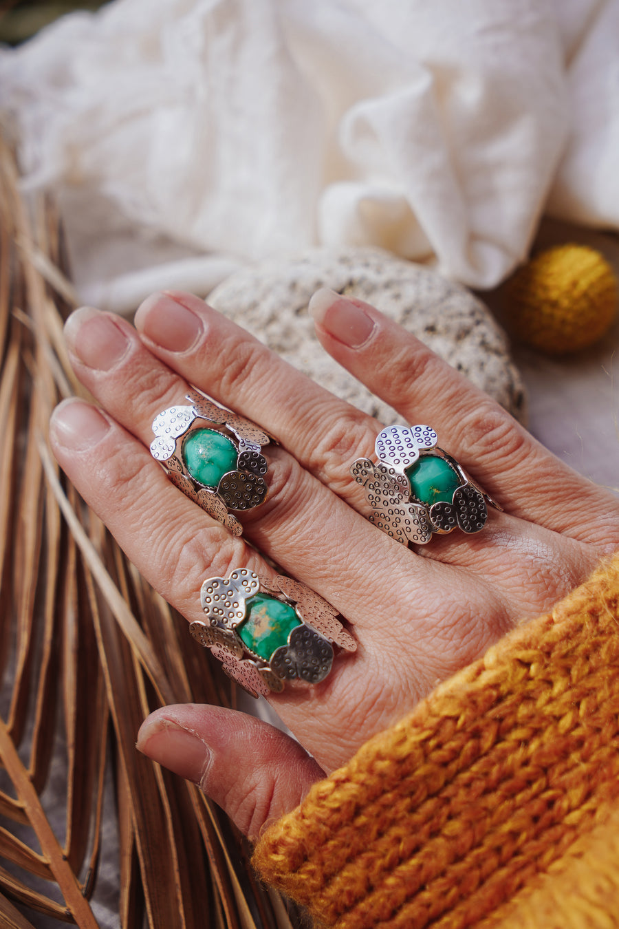 The Prickly Pear Ring in Emerald Valley Turquoise (Size 8)