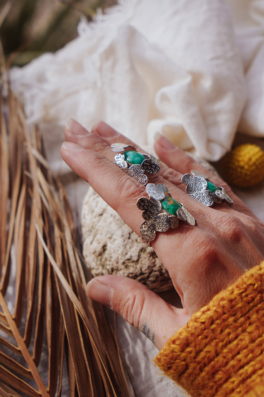 The Prickly Pear Ring in Emerald Valley Turquoise (Size 9.5)
