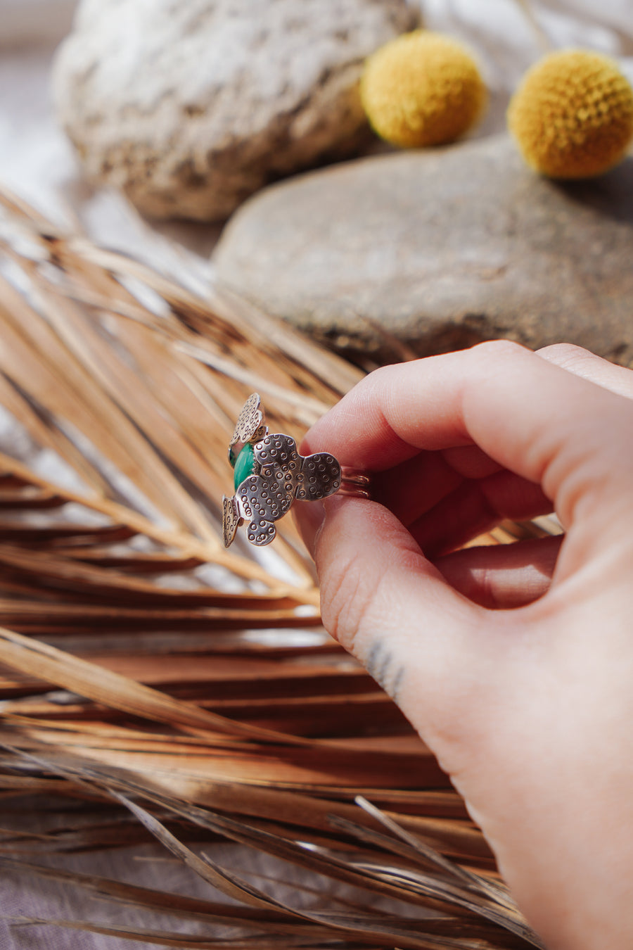 The Prickly Pear Ring in Emerald Valley Turquoise (Size 8)