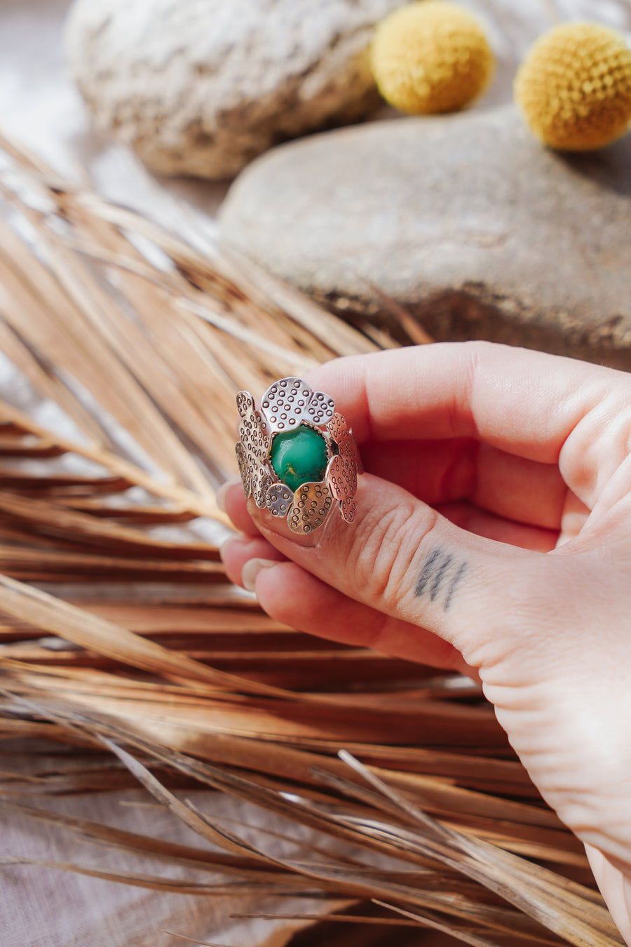 The Prickly Pear Ring in Emerald Valley Turquoise (Size 8)