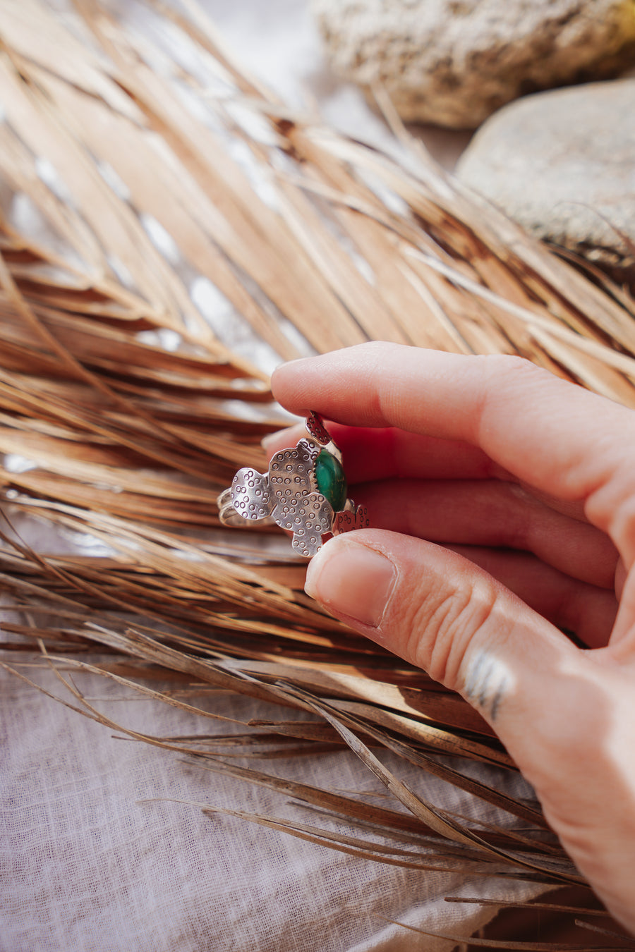 The Prickly Pear Ring in Emerald Valley Turquoise (Size 7)