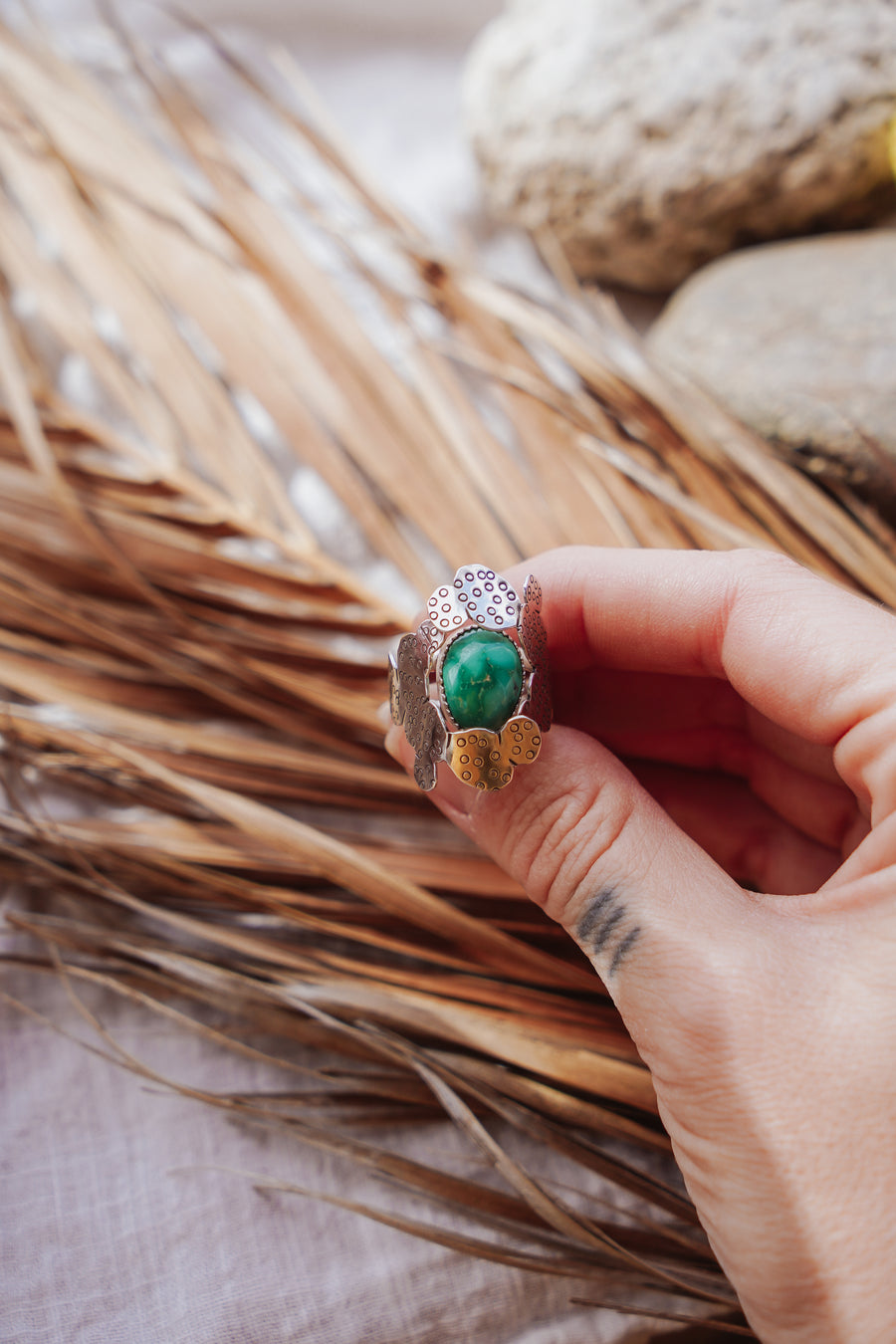 The Prickly Pear Ring in Emerald Valley Turquoise (Size 7)