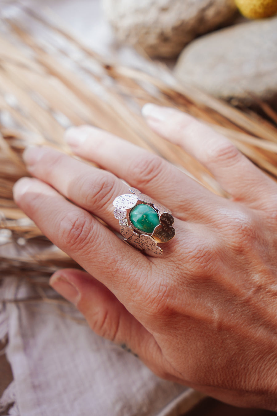 The Prickly Pear Ring in Emerald Valley Turquoise (Size 7)