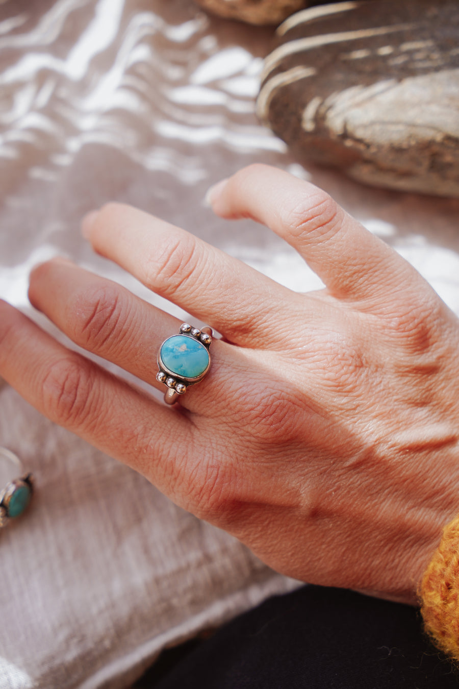The Ellipsis Ring in Whitewater Turquoise (Size 8.5)