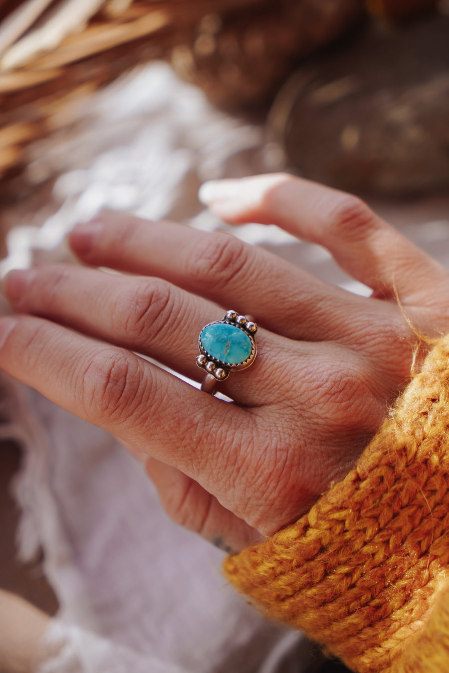 The Ellipsis Ring in Whitewater Turquoise (Size 10)