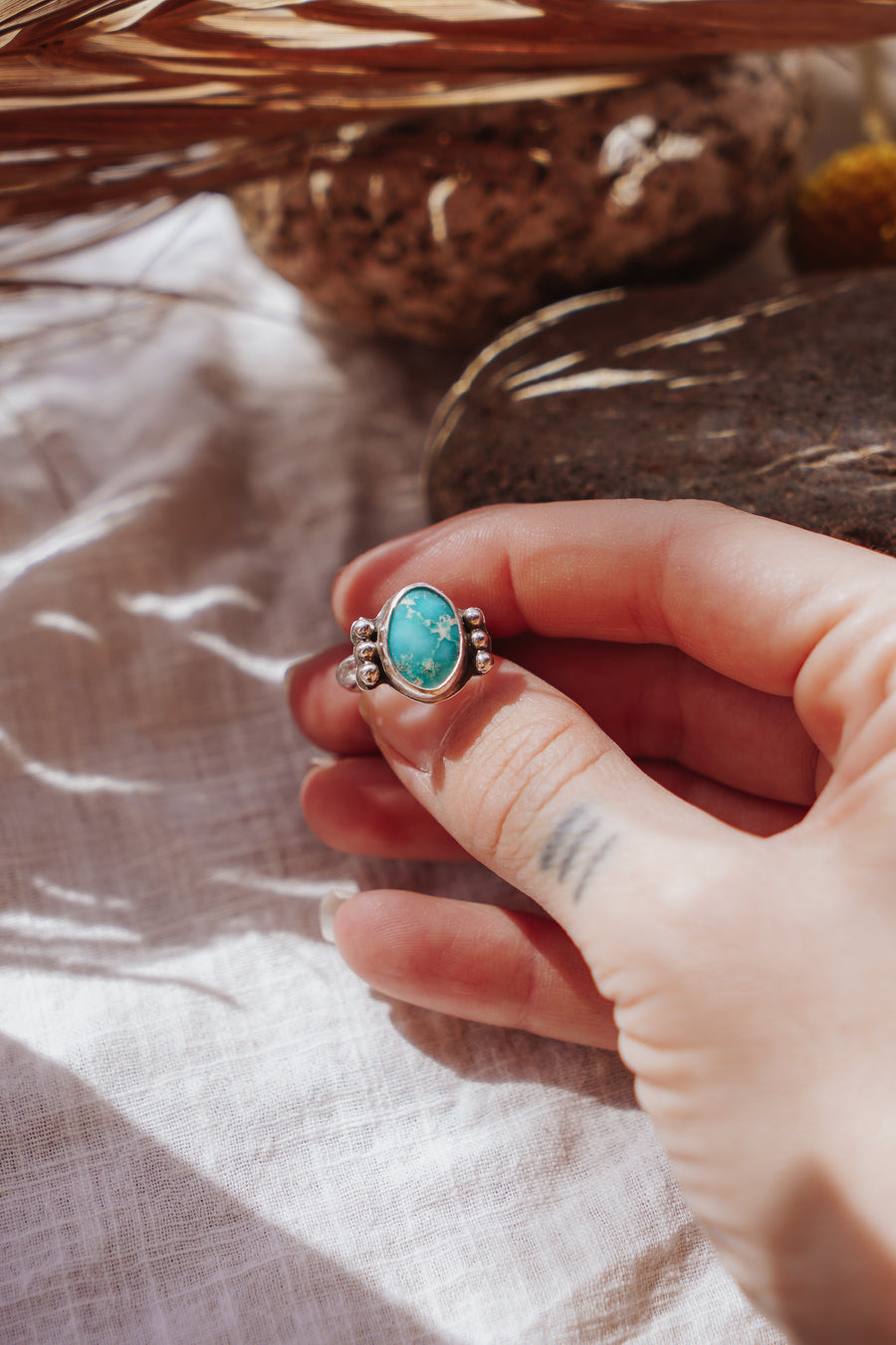 The Ellipsis Ring in Whitewater Turquoise (Size 5.5)