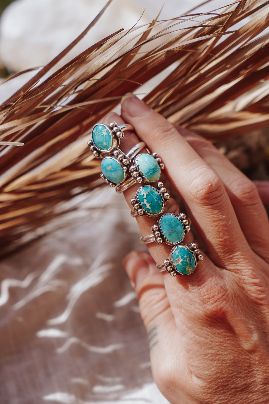 The Ellipsis Ring in Whitewater Turquoise (Size 8.5)