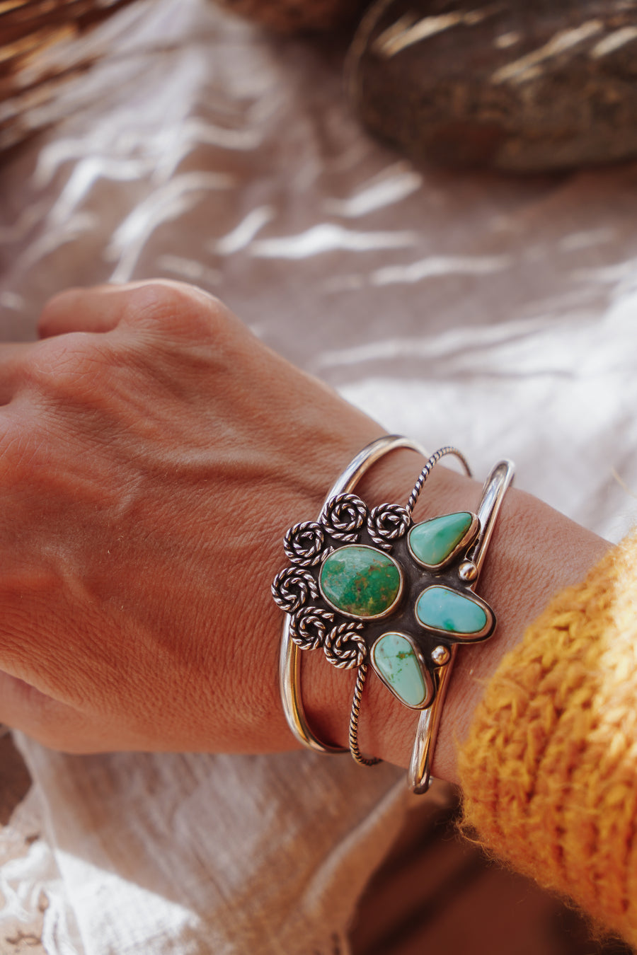 Statement Cuff in Blue Ridge, Sonoran Mountain, & Emerald Valley