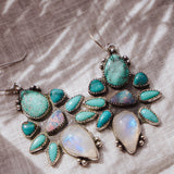Statement Earrings in Moonstone, Campitos, Boulder Opal, Hubei, and Variscite Turquoise