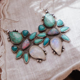 Statement Earrings in Moonstone, Campitos, Boulder Opal, Hubei, and Variscite Turquoise